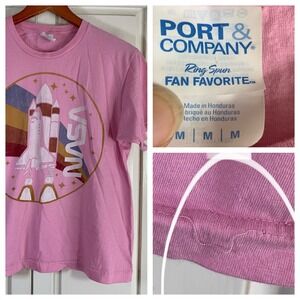Port & Company NASA Space Shuttle Rainbow Pink Graphic T-Shirt Women Medium READ